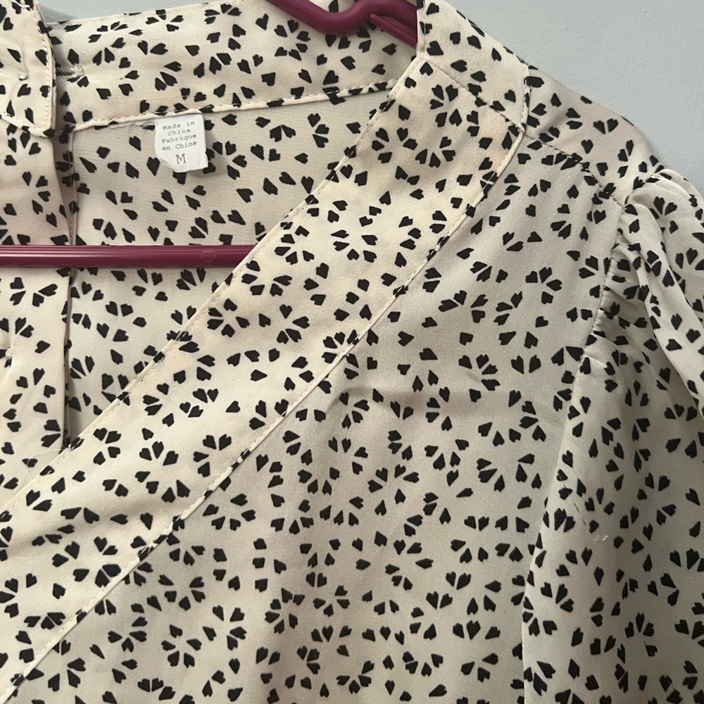 Tiny hearts button up back out dress V neck